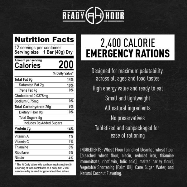 72,000 Calories Total Emergency Ration Bars by Ready Hour (30 packs, 30 day supply) - 图片 6