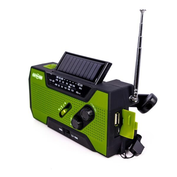 4-in-1 Emergency Solar Flashlight & AM/FM/Weather Radio w/ Hand Crank by Ready Hour - DM - 图片 3