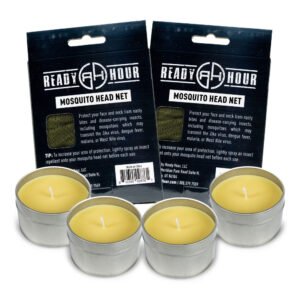 BUGS OUT Bundle: 4 Citronella Candles & 2 Mosquito Head Nets