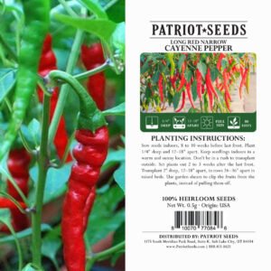 Heirloom Long Red Narrow Cayenne Pepper Seeds (.5g) by Patriot Seeds